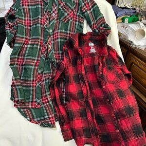 Wonder Nation Kids Plaid Button Down Shirts - Green and Red